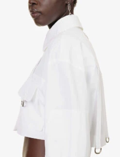 Cropped Patch-pocket Cotton Shirt -Whistles Shop R04148952 WHITEWHIT ALT04