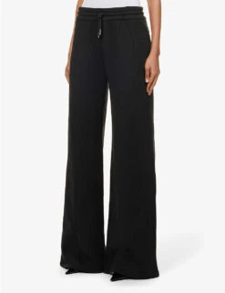 Wide-leg Mid-rise Cotton Jogging Bottoms -Whistles Shop R04149020 BLACK ALT02