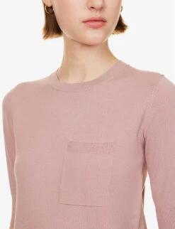 Max Mara Round-neck Short-sleeve Knitted Top -Whistles Shop R04149116 PINK ALT04