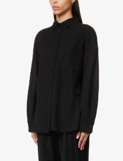 Emery Relaxed-fit Cotton And Linen-blend Shirt -Whistles Shop R04149652 BLACK ALT02