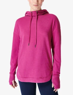 Sweaty Betty Escape Relaxed-fit Stretch Cotton-blend Fleece Hoody -Whistles Shop R04150363 PHLOXPINK ALT02