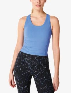 Sweaty Betty Athlete Cropped Seamless Workout Stretch-jersey T-shirt -Whistles Shop R04150372 REGATTABLUE ALT02