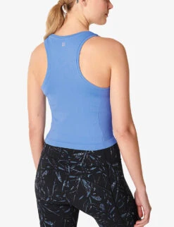 Sweaty Betty Athlete Cropped Seamless Workout Stretch-jersey T-shirt -Whistles Shop R04150372 REGATTABLUE ALT03