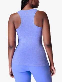Sweaty Betty Athlete Seamless Workout Marl-pattern Stretch-jersey Tank Top -Whistles Shop R04150374 CORNFLOWERBLUE ALT03