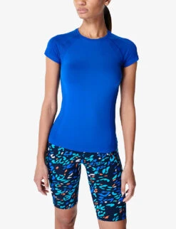 Sweaty Betty Athlete Seamless Workout Stretch-jersey T-shirt -Whistles Shop R04150376 LIGHTNINGBLUE ALT02