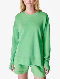 Sweaty Betty After Class Longline Organic Cotton-blend Sweatshirt -Whistles Shop R04150413 RADIATEGREEN ALT02