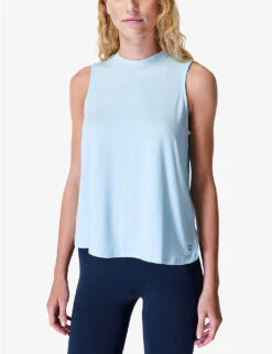 Sweaty Betty Draped-back Relaxed-fit Stretch-jersey Tank Top -Whistles Shop R04150494 ICEBLUE ALT02