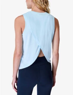 Sweaty Betty Draped-back Relaxed-fit Stretch-jersey Tank Top -Whistles Shop R04150494 ICEBLUE ALT03