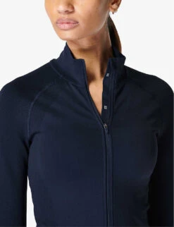 Sweaty Betty Athlete Seamless Zip-up Stretch-woven Top -Whistles Shop R04150504 NAVYBLUE ALT04