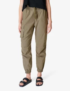 Sweaty Betty Quinn Cargo Elasticated-waist Slim-leg Mid-rise Stretch-woven Trousers -Whistles Shop R04150506 BIRCHGREEN ALT02