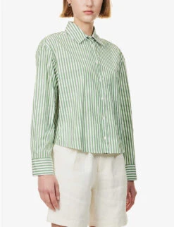 Weekend Max Mara Perak Striped Cotton Shirt 8 Weekend Max Mara Perak Striped Cotton Shirt -Whistles Shop R04151181 GREEN ALT02