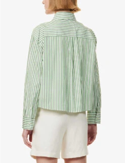 Weekend Max Mara Perak Striped Cotton Shirt 9 Weekend Max Mara Perak Striped Cotton Shirt -Whistles Shop R04151181 GREEN ALT03