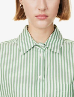Weekend Max Mara Perak Striped Cotton Shirt 11 Weekend Max Mara Perak Striped Cotton Shirt -Whistles Shop R04151181 GREEN ALT05