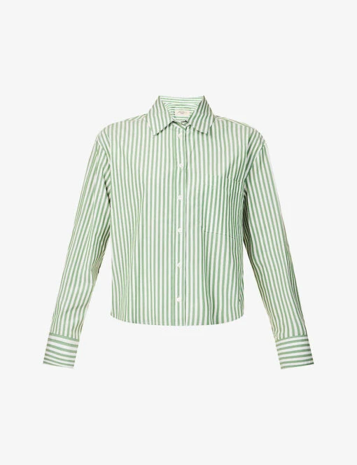 Weekend Max Mara Perak Striped Cotton Shirt 4 Weekend Max Mara Perak Striped Cotton Shirt -Whistles Shop R04151181 GREEN M