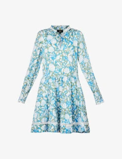 ME AND EM Floral-print Tiered-hem Silk-blend Mini Dress