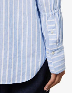 ME AND EM Stripe-pattern Boyfriend-fit Cotton Shirt -Whistles Shop R04151520 BLUEWHITE ALT05