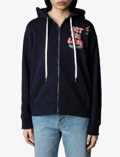 Zadig & Voltaire Spencer Core Cho-pattern Organic-cotton Hoodie -Whistles Shop R04151997 ENCRE ALT02