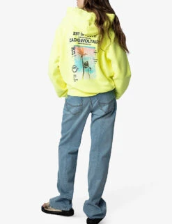 Zadig & Voltaire Georgy Palm Tree Photo-print Organic Cotton-blend Hoody -Whistles Shop R04152003 NEON ALT03