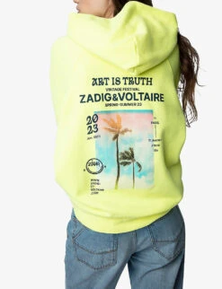 Zadig & Voltaire Georgy Palm Tree Photo-print Organic Cotton-blend Hoody -Whistles Shop R04152003 NEON ALT04
