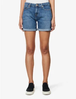 7 For All Mankind Boy Rolled-cuff Mid-rise Stretch-denim Shorts -Whistles Shop R04152128 ROOFTOP ALT02