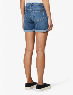 7 For All Mankind Boy Rolled-cuff Mid-rise Stretch-denim Shorts -Whistles Shop R04152128 ROOFTOP ALT03
