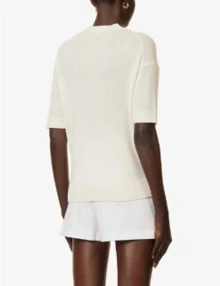THEORY Short-sleeved Relaxed-fit Cashmere Jumper -Whistles Shop R04152387 IVORY ALT03