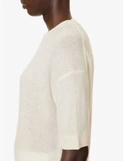THEORY Short-sleeved Relaxed-fit Cashmere Jumper -Whistles Shop R04152387 IVORY ALT05