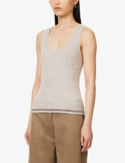 THEORY Regal Scoop-neck Wool-blend Top -Whistles Shop R04152427 MELANGEBROWNPECAN ALT02
