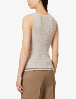 THEORY Regal Scoop-neck Wool-blend Top -Whistles Shop R04152427 MELANGEBROWNPECAN ALT03