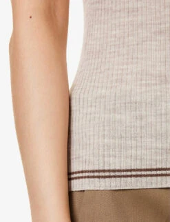 THEORY Regal Scoop-neck Wool-blend Top -Whistles Shop R04152427 MELANGEBROWNPECAN ALT04