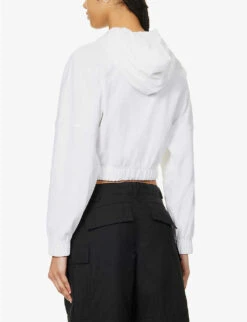 Calvin Klein CK-badge Ribbed Stretch-cotton Hoody -Whistles Shop R04153238 BRIGHTWHITE ALT03