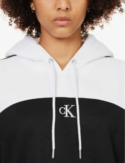 Calvin Klein Colour-blocked Contrast-panel Woven Hoody -Whistles Shop R04153241 CKBLACK ALT04