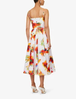 Alexander McQueen Floral-print Square-neck Cotton Midi Dress -Whistles Shop R04153263 OPTICALWHITE ALT03