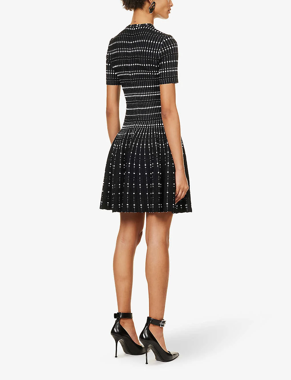 Alexander McQueen Ribbed Flared-hem Knitted Mini Dress 4 Alexander McQueen Ribbed Flared-hem Knitted Mini Dress - Image 4