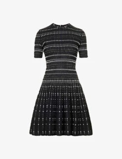 Alexander McQueen Ribbed Flared-hem Knitted Mini Dress