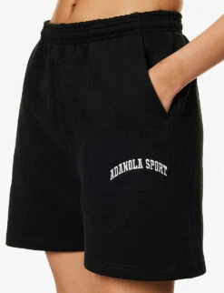 Sweat High-rise Logo-print Cotton-jersey Shorts -Whistles Shop R04153508 BLACK ALT04