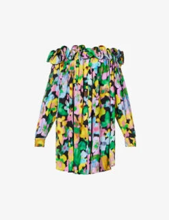 Ruffle-trim Off-the-shoulder Woven Mini Dress