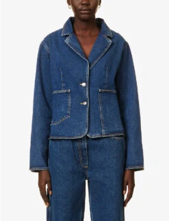 Yanne Single-breasted Organic-cotton Denim Blazer -Whistles Shop R04155201 BLUEINDIGO ALT02