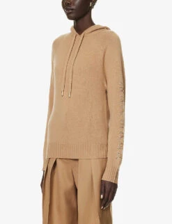 Max Mara Ananas Brand-embellished Cashmere-blend Hoody -Whistles Shop R04156263 CAMEL ALT02