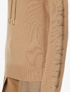 Max Mara Ananas Brand-embellished Cashmere-blend Hoody -Whistles Shop R04156263 CAMEL ALT04