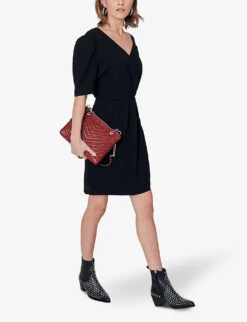 Ikks V-neck Wrap-over Woven Mini Dress 7 Ikks V-neck Wrap-over Woven Mini Dress -Whistles Shop R04156360 BLACK ALT02