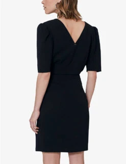 Ikks V-neck Wrap-over Woven Mini Dress 8 Ikks V-neck Wrap-over Woven Mini Dress -Whistles Shop R04156360 BLACK ALT03
