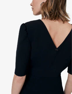 Ikks V-neck Wrap-over Woven Mini Dress 9 Ikks V-neck Wrap-over Woven Mini Dress -Whistles Shop R04156360 BLACK ALT04