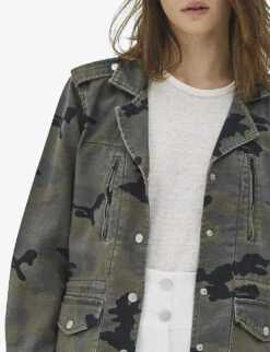Ikks Camouflage-patterned Badge-embellished Regular-fit Denim Jacket -Whistles Shop R04156394 EMERALD ALT04