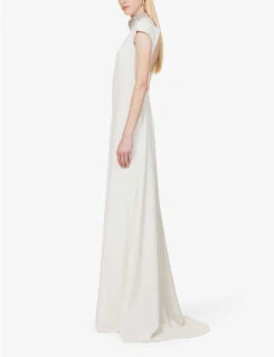 High-neck Crystal-embellished Woven Maxi Dress -Whistles Shop R04156403 OPTICALWHITE ALT02
