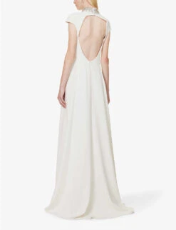 High-neck Crystal-embellished Woven Maxi Dress -Whistles Shop R04156403 OPTICALWHITE ALT03
