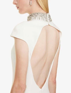 High-neck Crystal-embellished Woven Maxi Dress -Whistles Shop R04156403 OPTICALWHITE ALT04