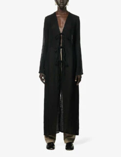 Round-neck Relaxed-fit Linen Maxi Dress -Whistles Shop R04157400 BLACK ALT02