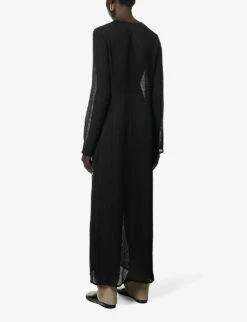 Round-neck Relaxed-fit Linen Maxi Dress -Whistles Shop R04157400 BLACK ALT03