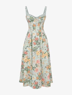 New Arrival 15 Sabrina Floral-print Cotton-blend Midi Dress